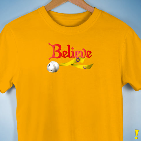 Believe Intersex Pride Flag Jingle Bell Premium Unisex T-Shirt - Gold